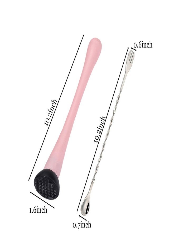 BOBOAR Muddler for Cocktails,Cocktail and Bar Tools for Lemonade 10" Muddler and Long Handle Bar Cocktail Mixing Spoon - Image 3